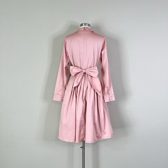 Gal Meets Glam | Elisabetta Pink Bow Wrap Retro Fit Flare 3/4 Sleeve Dress 4 - Picture 7 of 10